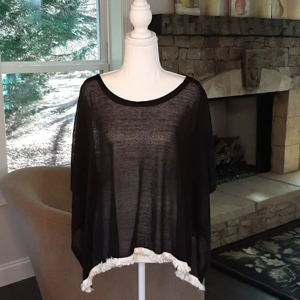 Black with White Trim Sweater Shrug